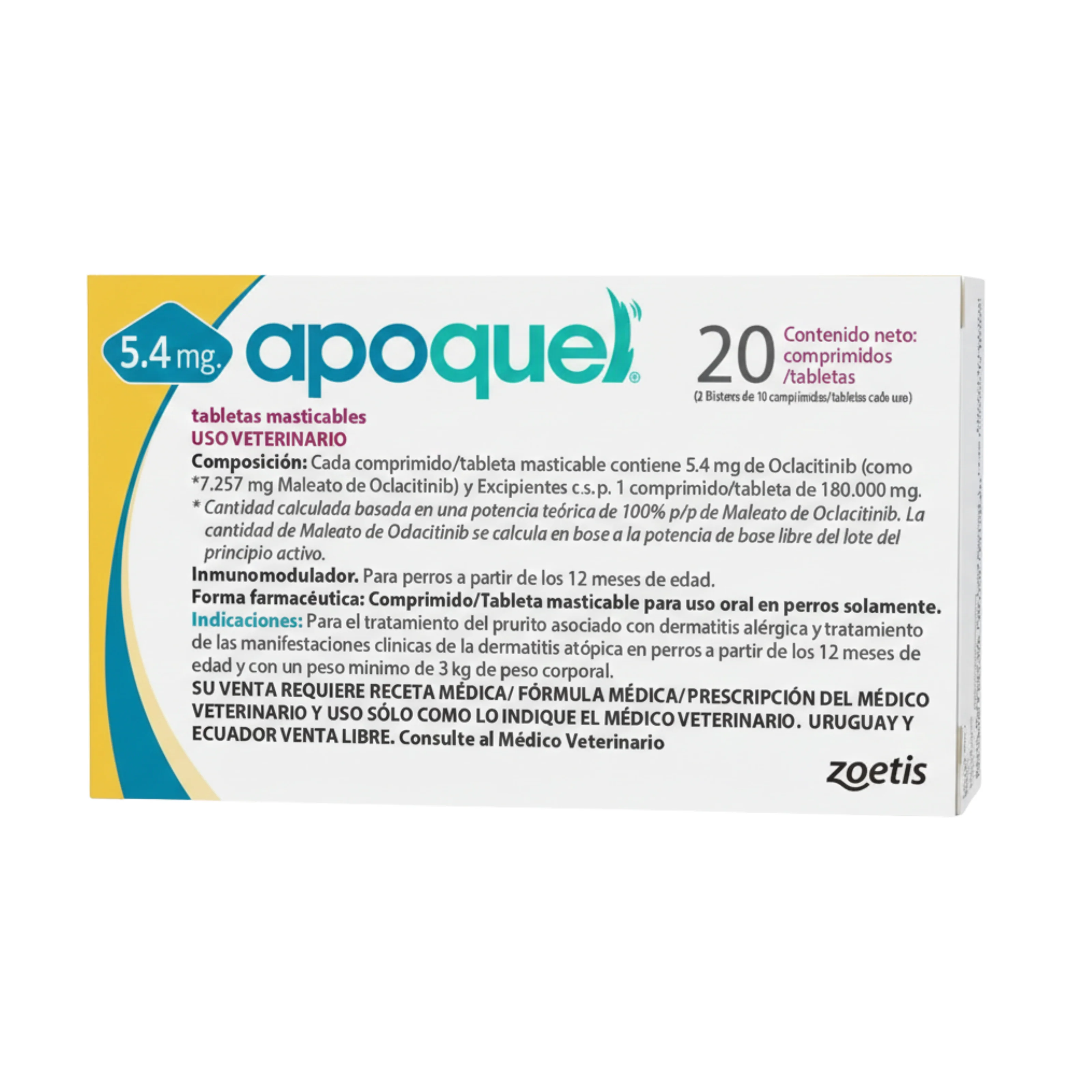 Apoquel 5.4 Mg/ Masticable Caj.20 Tabletas
