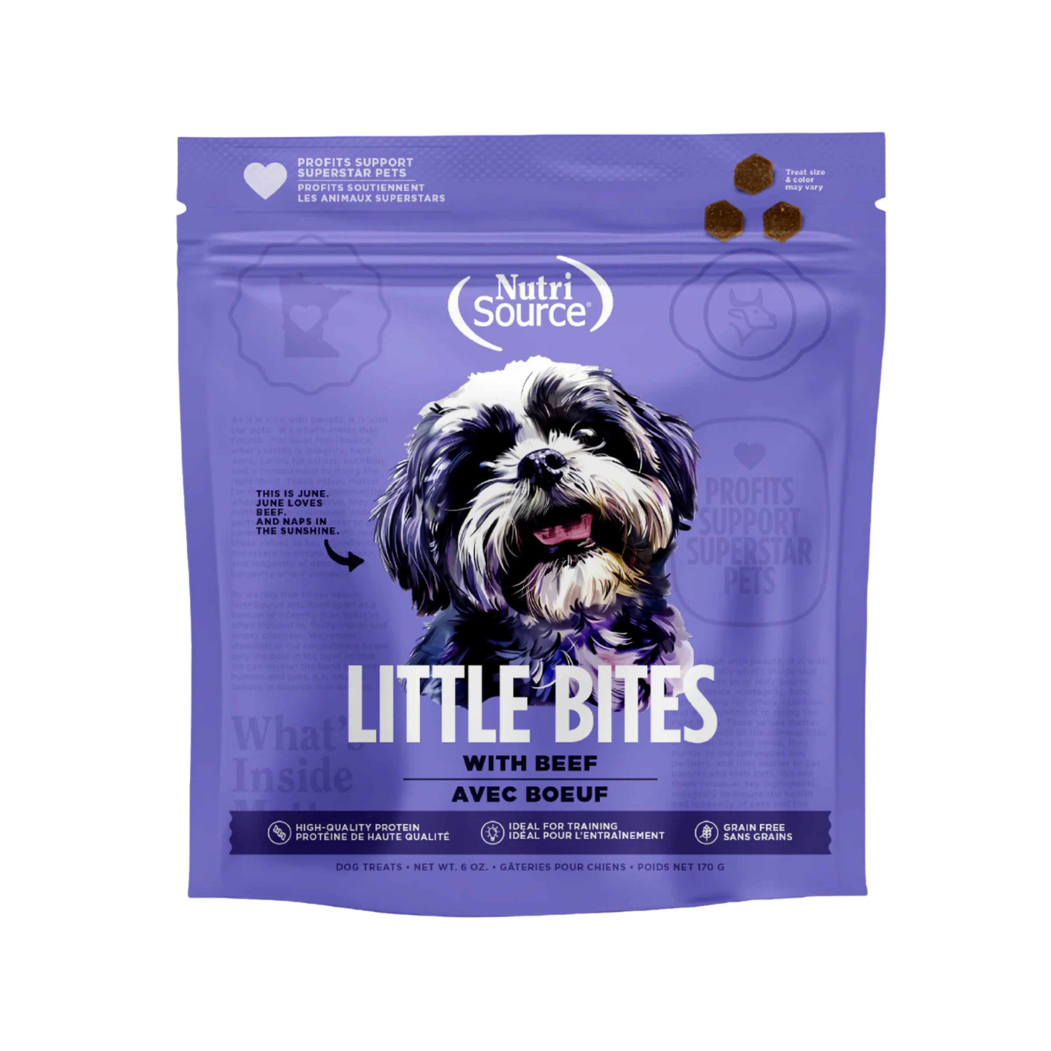 Snack para Perro NutriSource Grain Freen Bocados Pequeños con sabor a carne 6 Oz.